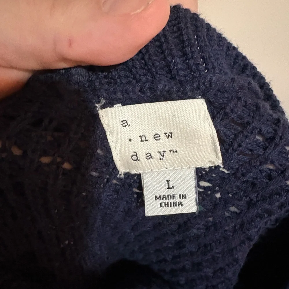 a new day Navy Textured V-Neck Sweater - Women